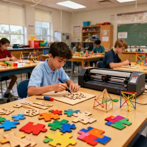 Glowforge Aura in a school makerspace for STEM education