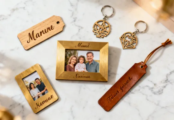 Personalized gifts made with Glowforge Aura laser cutter